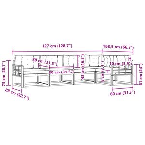 Σειρά Καναπέ Εξωτερικού με μαξιλάρι 5 pcs Φυσικό και Μπεζ - Pakobazaar