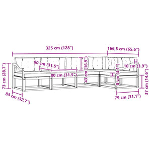 Σειρά Καναπέ Εξωτερικού με μαξιλάρι 5 pcs Φυσικό και Κρέμα - Pakobazaar