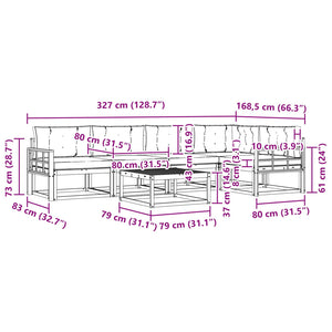 Σειρά Καναπέ Εξωτερικού με μαξιλάρι 6 pcs Φυσικό και Μπεζ - Pakobazaar