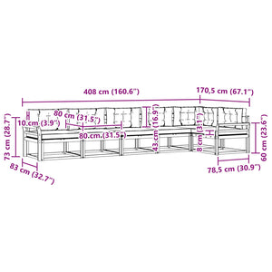 Σειρά Καναπέ Εξωτερικού με μαξιλάρι 6 pcs Φυσικό και Κρέμα - Pakobazaar