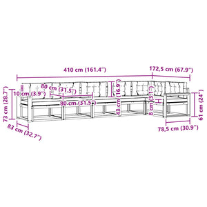 Σειρά Καναπέ Εξωτερικού με μαξιλάρι 6 pcs Φυσικό και Κρέμα - Pakobazaar