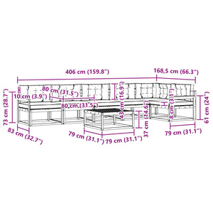 Σειρά Καναπέ Εξωτερικού με μαξιλάρι 7 pcs Φυσικό και Ανθρακί - Pakobazaar