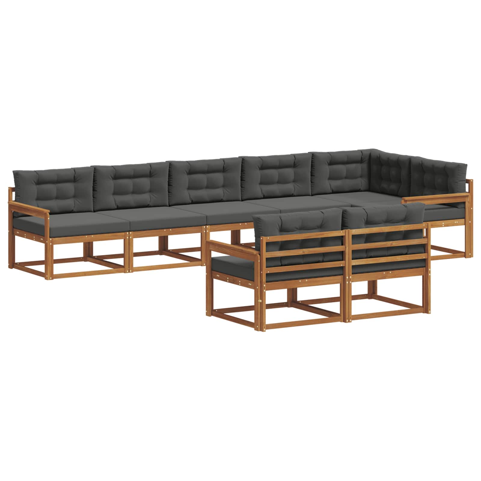 Σειρά Καναπέ Εξωτερικού με μαξιλάρι 8 pcs Φυσικό και Ανθρακί - Pakobazaar
