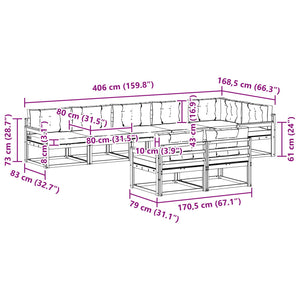 Σειρά Καναπέ Εξωτερικού με μαξιλάρι 8 pcs Φυσικό και Ανθρακί - Pakobazaar
