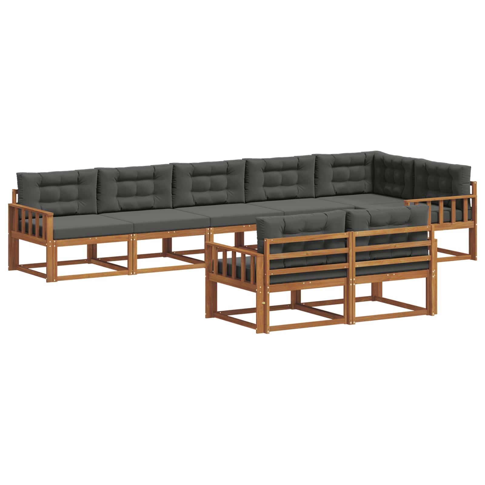Σειρά Καναπέ Εξωτερικού με μαξιλάρι 8 pcs Φυσικό και Ανθρακί - Pakobazaar