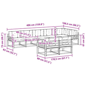 Σειρά Καναπέ Εξωτερικού με μαξιλάρι 8 pcs Φυσικό και Ανθρακί - Pakobazaar