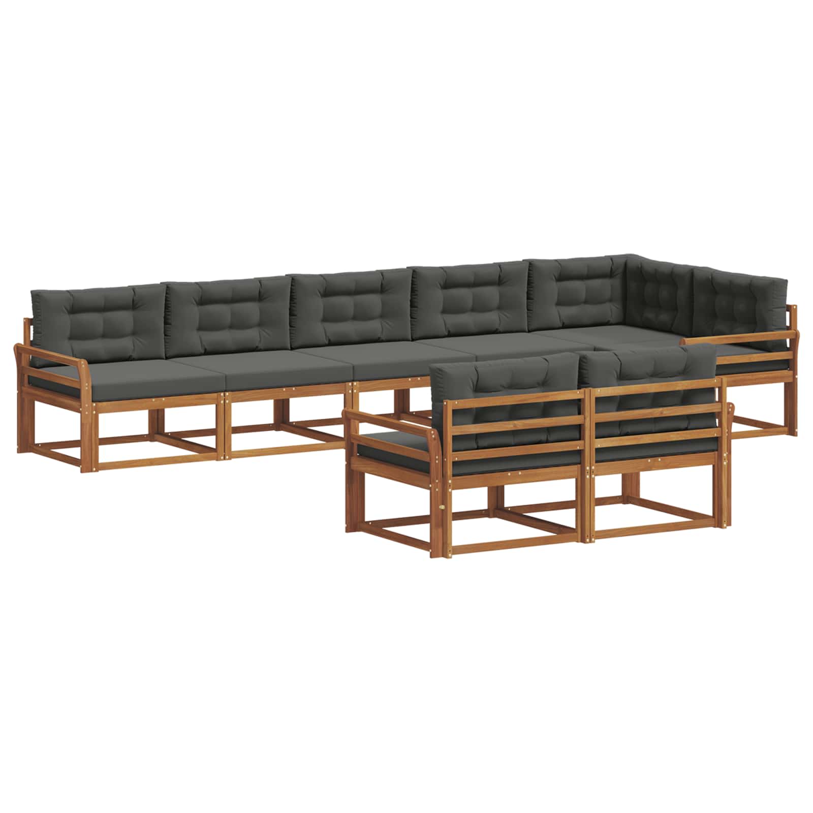 Σειρά Καναπέ Εξωτερικού με μαξιλάρι 8 pcs Φυσικό και Ανθρακί - Pakobazaar