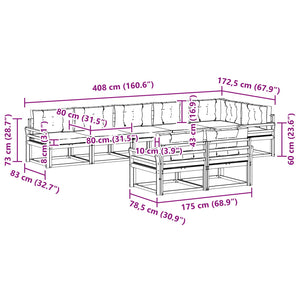 Σειρά Καναπέ Εξωτερικού με μαξιλάρι 8 pcs Φυσικό και Μπεζ - Pakobazaar