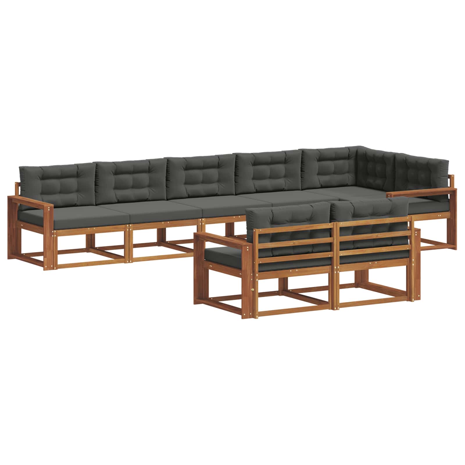 Σειρά Καναπέ Εξωτερικού με μαξιλάρι 8 pcs Φυσικό και Ανθρακί - Pakobazaar