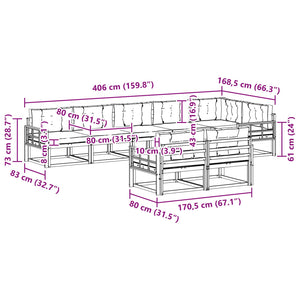 Σειρά Καναπέ Εξωτερικού με μαξιλάρι 8 pcs Φυσικό και Ανθρακί - Pakobazaar