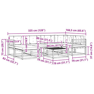 Σειρά Καναπέ Εξωτερικού με μαξιλάρι 7 pcs Φυσικό και Ανθρακί - Pakobazaar