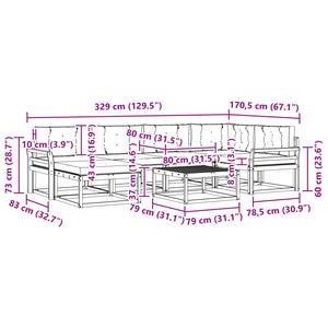 Σειρά Καναπέ Εξωτερικού με μαξιλάρι 7 pcs Φυσικό και Ανθρακί - Pakobazaar