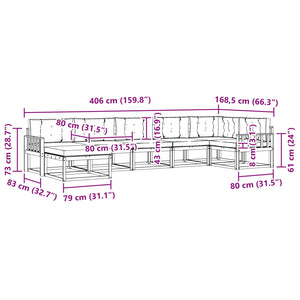 Σειρά Καναπέ Εξωτερικού με μαξιλάρι 7 pcs Φυσικό και Ανθρακί - Pakobazaar