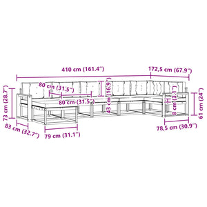 Σειρά Καναπέ Εξωτερικού με μαξιλάρι 7 pcs Φυσικό και Κρέμα - Pakobazaar