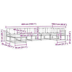 Σειρά Καναπέ Εξωτερικού με μαξιλάρι 7 pcs Φυσικό και Μπεζ - Pakobazaar