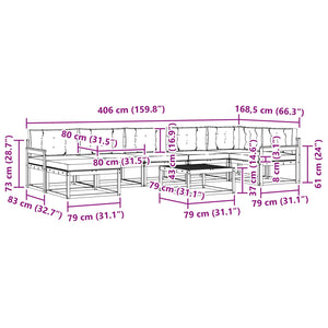 Σειρά Καναπέ Εξωτερικού με μαξιλάρι 8 pcs Φυσικό και Κρέμα - Pakobazaar