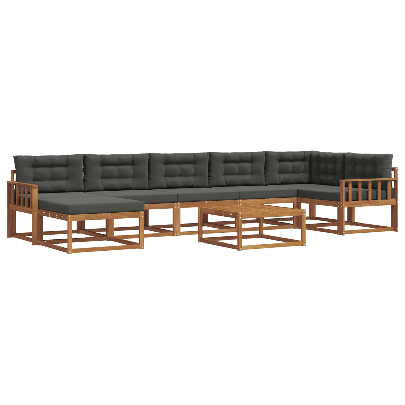 Σειρά Καναπέ Εξωτερικού με μαξιλάρι 8 pcs Φυσικό και Ανθρακί - Pakobazaar