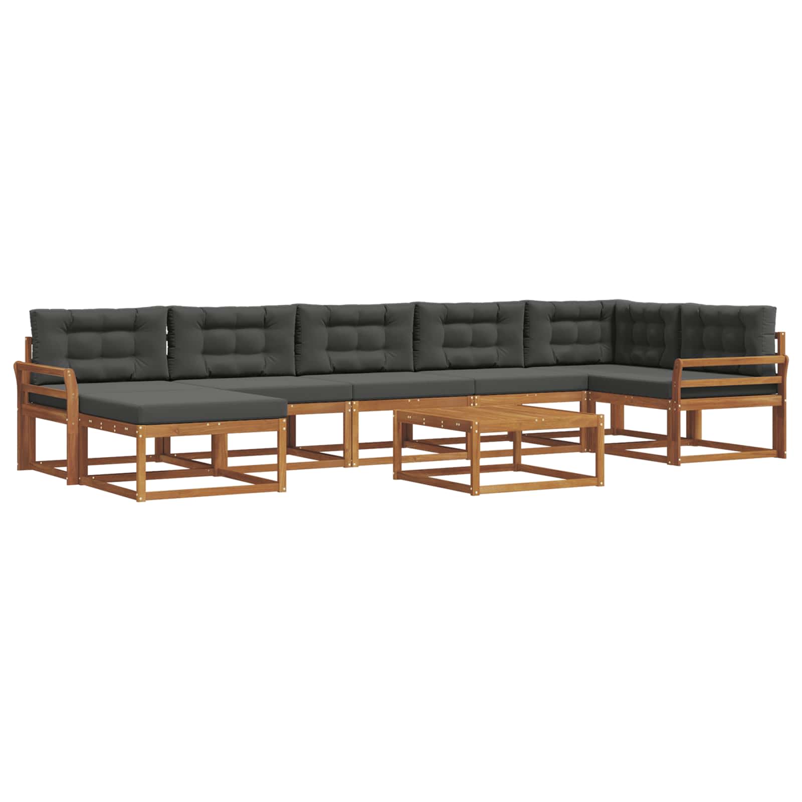 Σειρά Καναπέ Εξωτερικού με μαξιλάρι 8 pcs Φυσικό και Ανθρακί - Pakobazaar