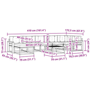Σειρά Καναπέ Εξωτερικού με μαξιλάρι 8 pcs Φυσικό και Κρέμα - Pakobazaar
