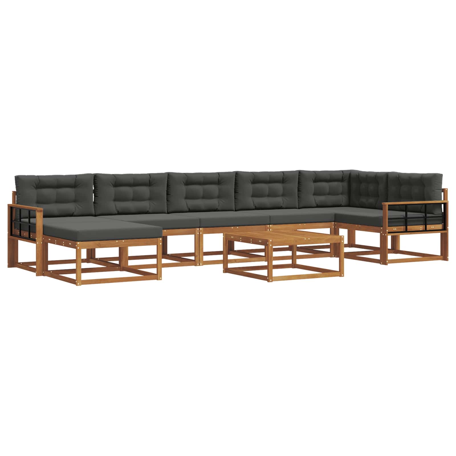 Σειρά Καναπέ Εξωτερικού με μαξιλάρι 8 pcs Φυσικό και Ανθρακί - Pakobazaar
