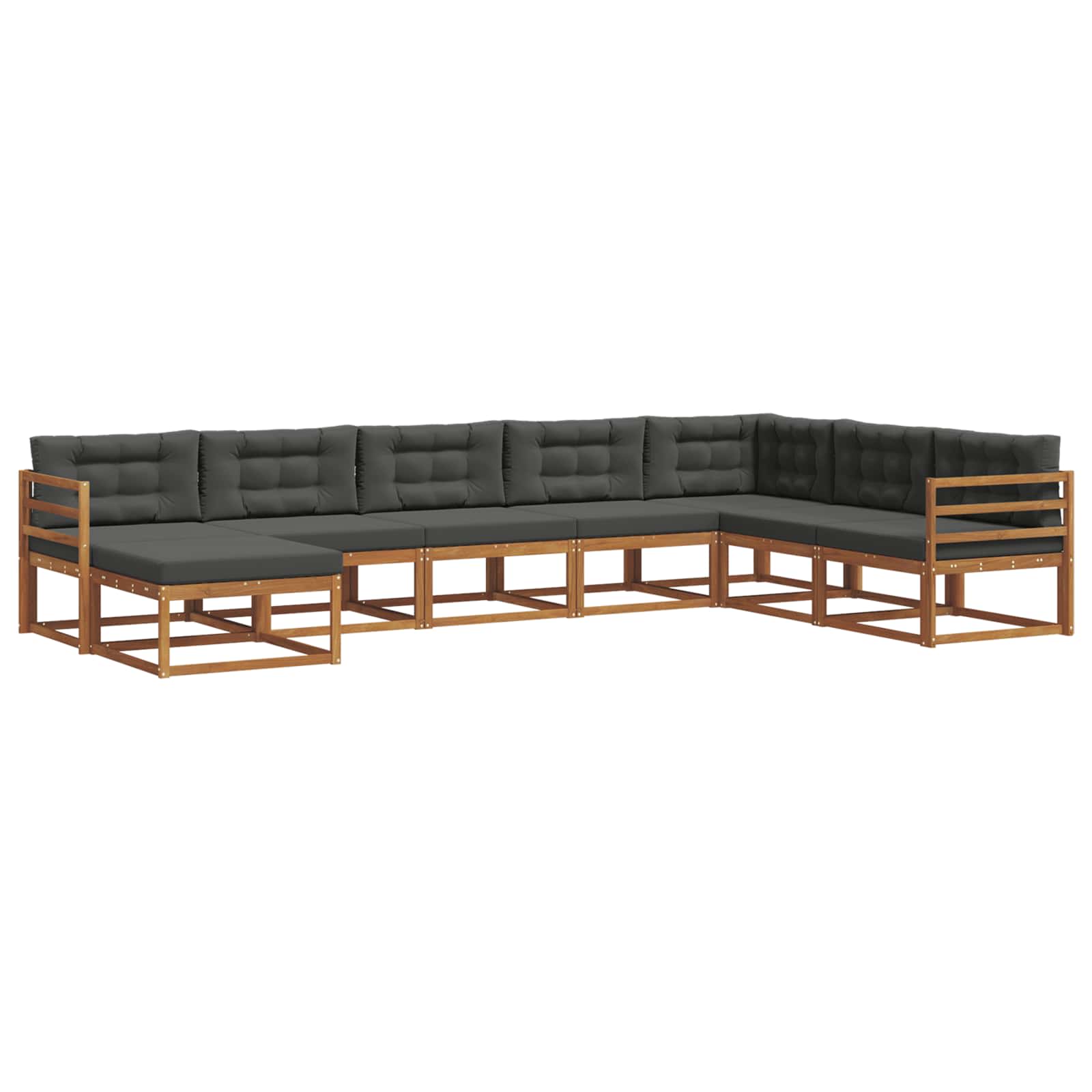 Σειρά Καναπέ Εξωτερικού με μαξιλάρι 8 pcs Φυσικό και Ανθρακί - Pakobazaar