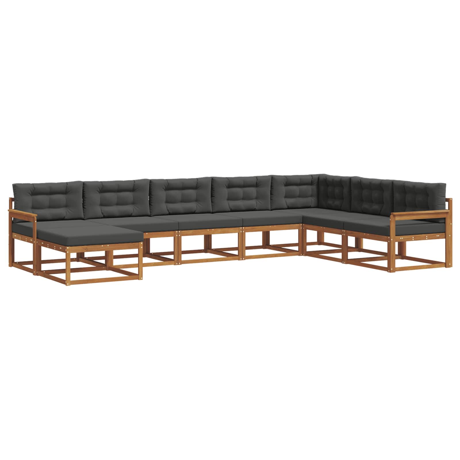 Σειρά Καναπέ Εξωτερικού με μαξιλάρι 8 pcs Φυσικό και Ανθρακί - Pakobazaar