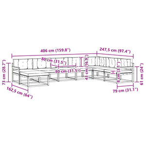 Σειρά Καναπέ Εξωτερικού με μαξιλάρι 8 pcs Φυσικό και Ανθρακί - Pakobazaar