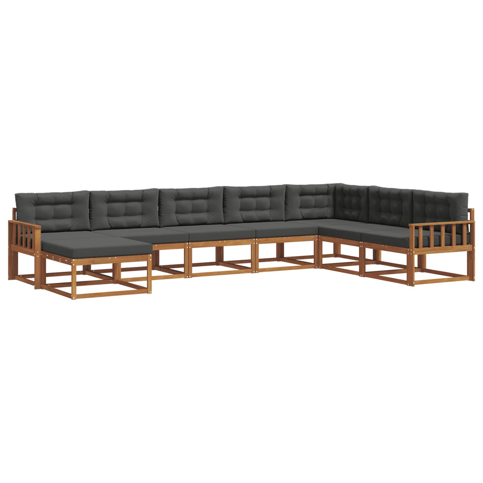 Σειρά Καναπέ Εξωτερικού με μαξιλάρι 8 pcs Φυσικό και Ανθρακί - Pakobazaar