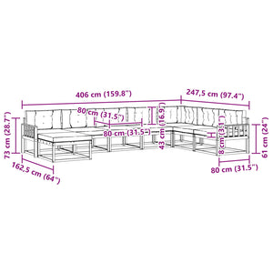 Σειρά Καναπέ Εξωτερικού με μαξιλάρι 8 pcs Φυσικό και Ανθρακί - Pakobazaar