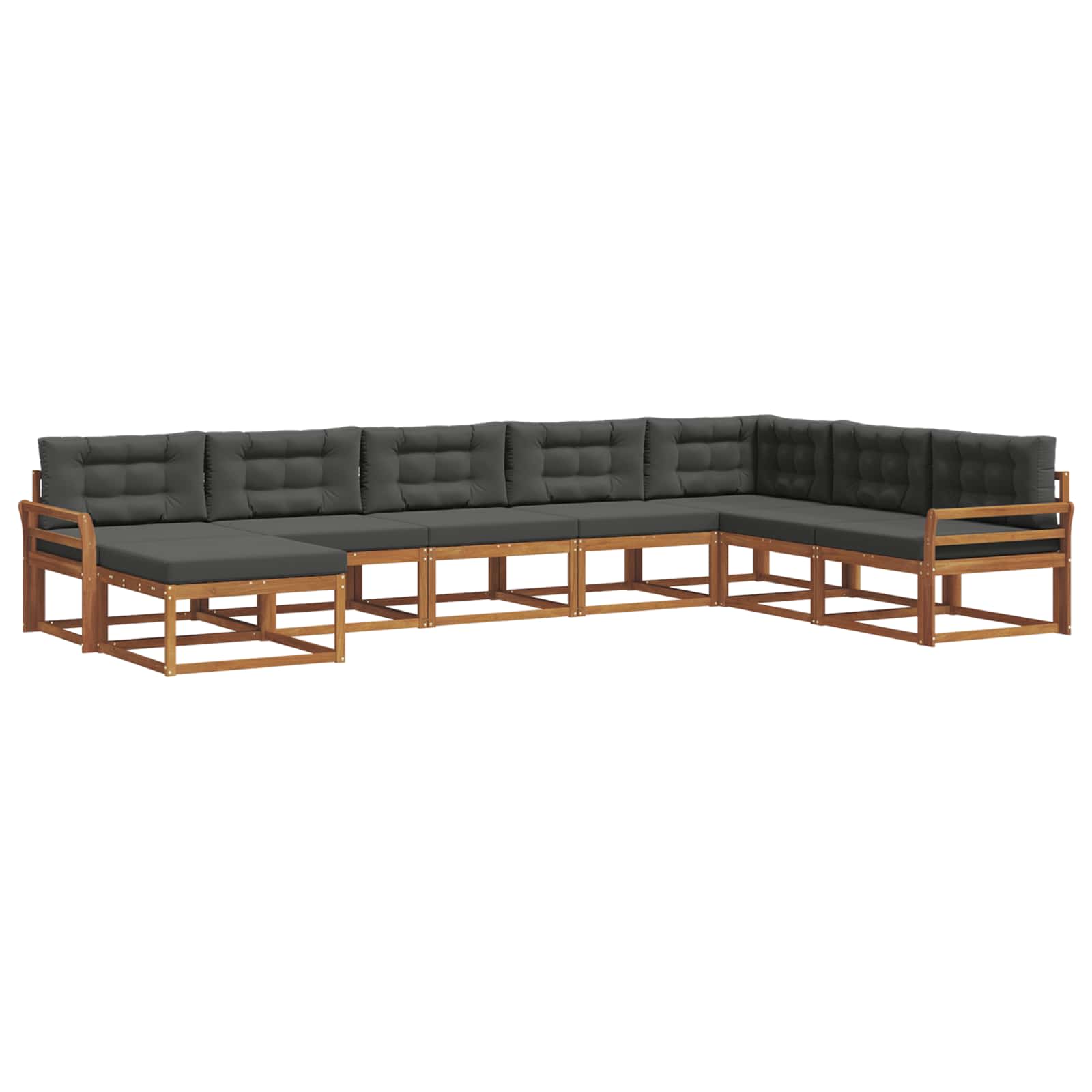 Σειρά Καναπέ Εξωτερικού με μαξιλάρι 8 pcs Φυσικό και Ανθρακί - Pakobazaar