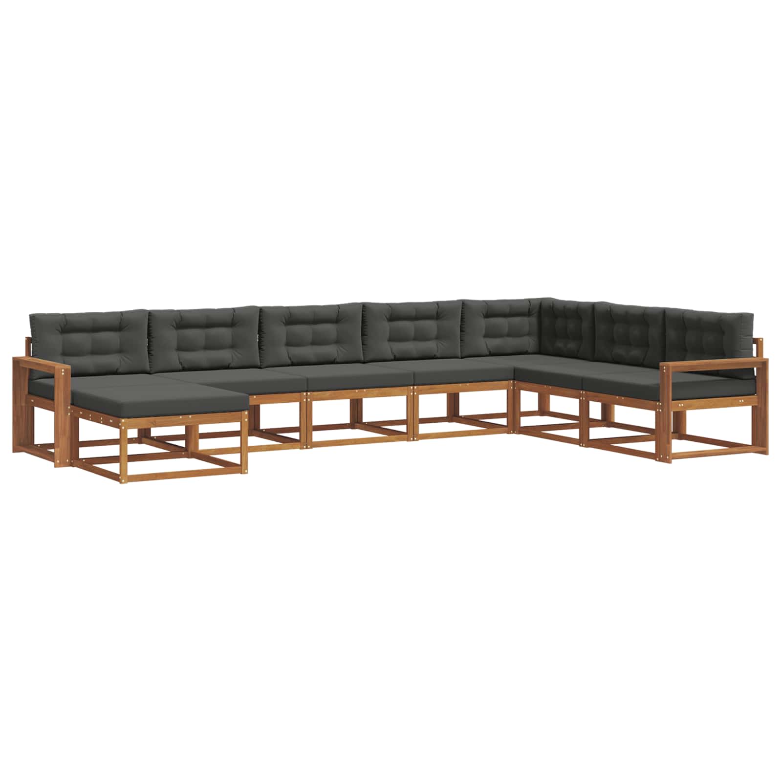 Σειρά Καναπέ Εξωτερικού με μαξιλάρι 8 pcs Φυσικό και Ανθρακί - Pakobazaar