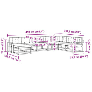 Σειρά Καναπέ Εξωτερικού με μαξιλάρι 8 pcs Φυσικό και Μπεζ - Pakobazaar