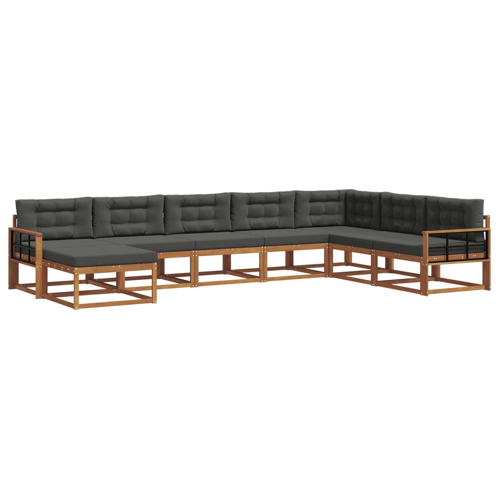 Σειρά Καναπέ Εξωτερικού με μαξιλάρι 8 pcs Φυσικό και Ανθρακί - Pakobazaar