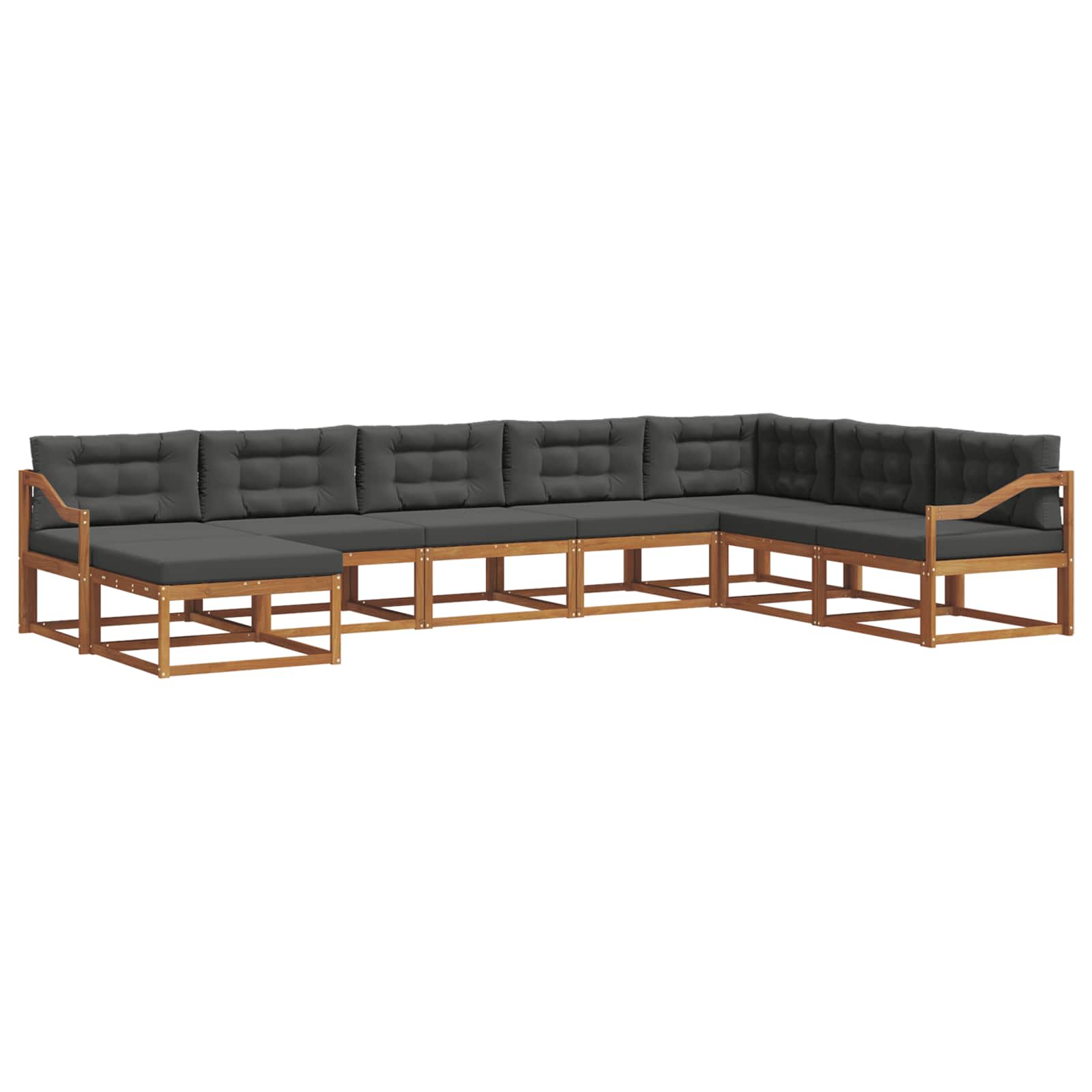 Σειρά Καναπέ Εξωτερικού με μαξιλάρι 8 pcs Φυσικό και Ανθρακί - Pakobazaar