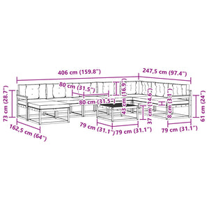 Σειρά Καναπέ Εξωτερικού με μαξιλάρι 9 pcs Φυσικό και Μπεζ - Pakobazaar