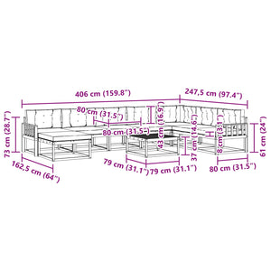 Σειρά Καναπέ Εξωτερικού με μαξιλάρι 9 pcs Φυσικό και Ανθρακί - Pakobazaar