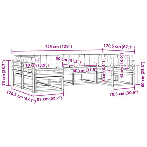 Σειρά Καναπέ Εξωτερικού με μαξιλάρι 6 pcs Φυσικό και Ανθρακί - Pakobazaar