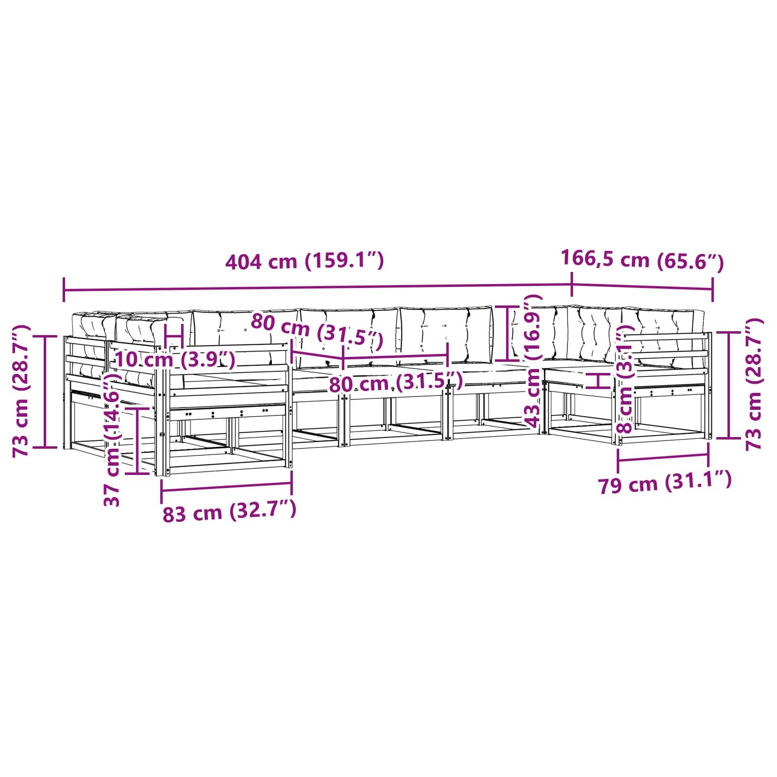 Σειρά Καναπέ Εξωτερικού με μαξιλάρι 7 pcs Φυσικό και Μπεζ - Pakobazaar