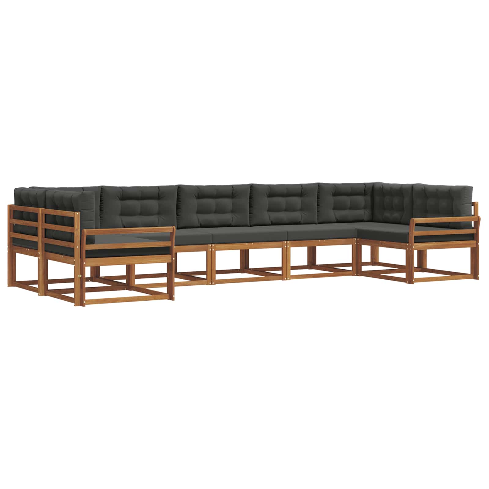 Σειρά Καναπέ Εξωτερικού με μαξιλάρι 7 pcs Φυσικό και Ανθρακί - Pakobazaar