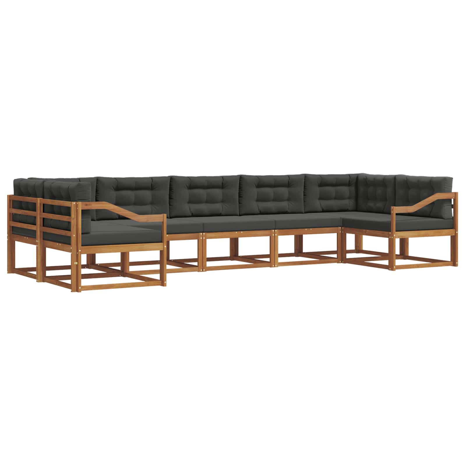 Σειρά Καναπέ Εξωτερικού με μαξιλάρι 7 pcs Φυσικό και Ανθρακί - Pakobazaar