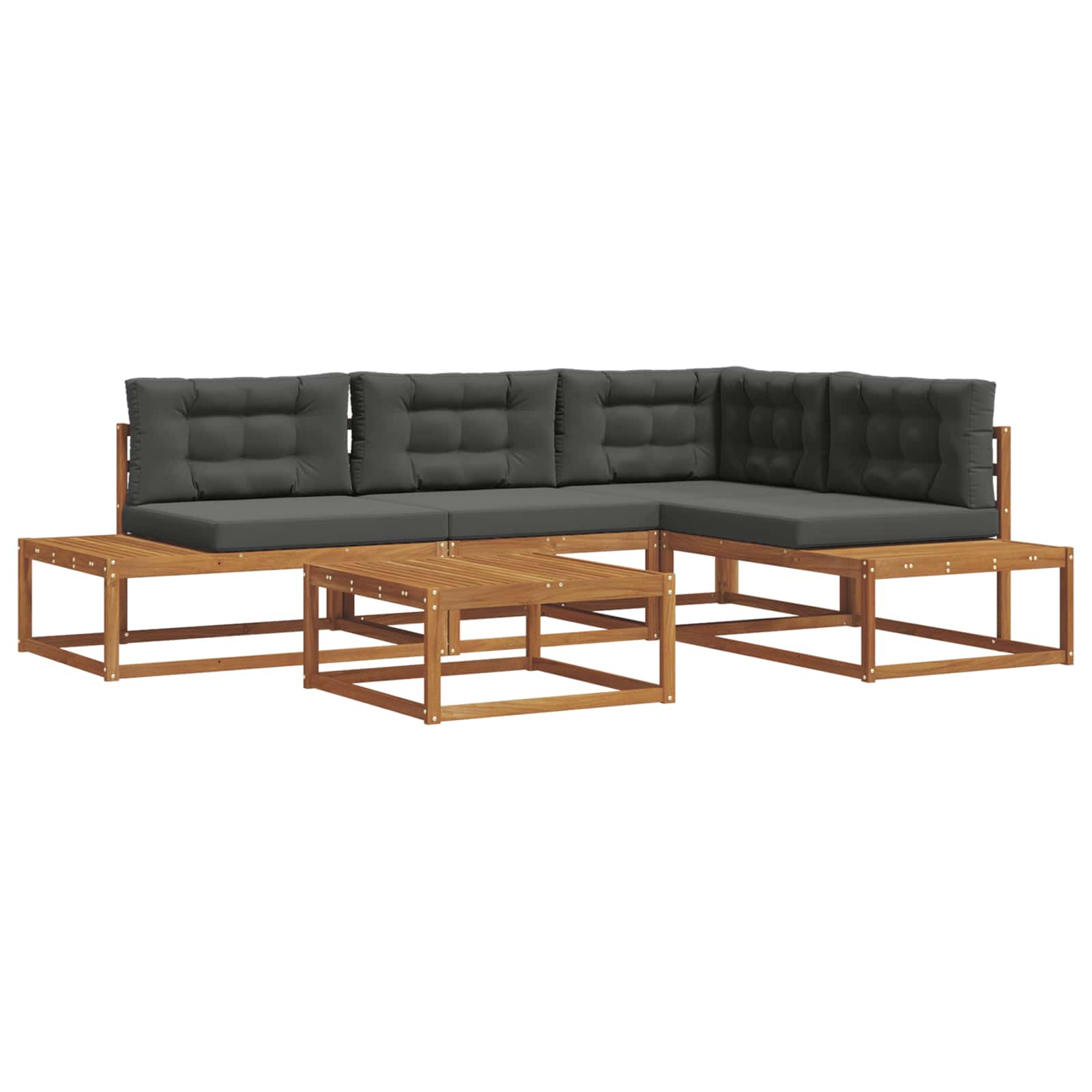 Σειρά Καναπέ Εξωτερικού 5 Τεμάχιο Φυσικό και Ανθρακί - Pakobazaar