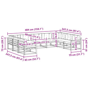 Σειρά Καναπέ Εξωτερικού με μαξιλάρι 9 pcs Φυσικό και Ανθρακί - Pakobazaar