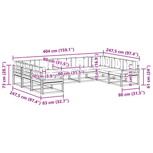 Σειρά Καναπέ Εξωτερικού με μαξιλάρι 9 pcs Φυσικό και Ανθρακί - Pakobazaar