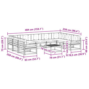 Σειρά Καναπέ Εξωτερικού με μαξιλάρι 10 pcs Φυσικό και Ανθρακί - Pakobazaar