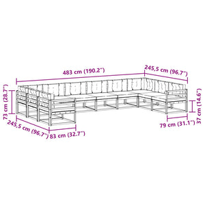 Σειρά Καναπέ Εξωτερικού με μαξιλάρι 10 pcs Φυσικό και Ανθρακί - Pakobazaar