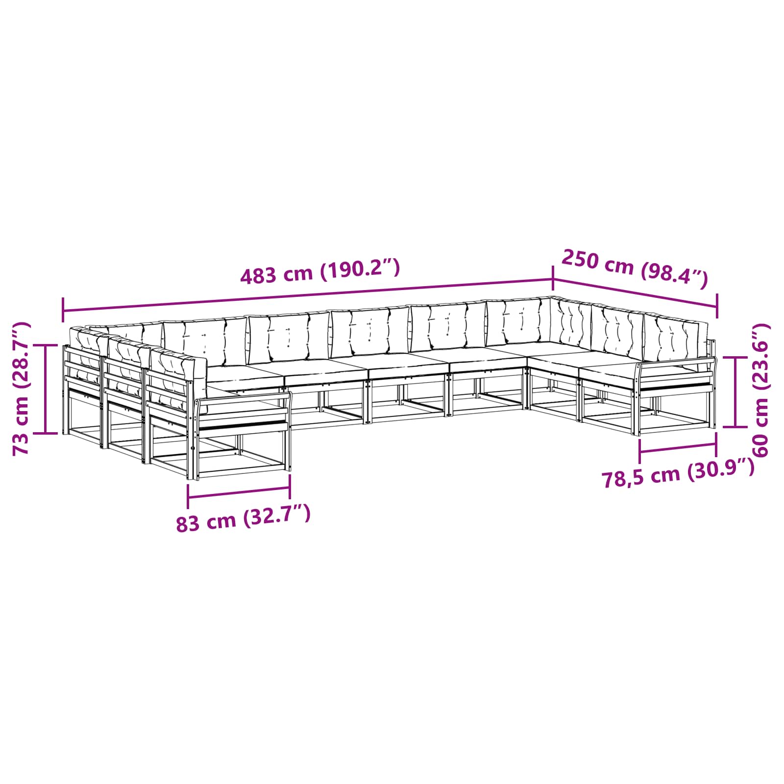 Σειρά Καναπέ Εξωτερικού με μαξιλάρι 10 pcs Φυσικό και Κρέμα - Pakobazaar