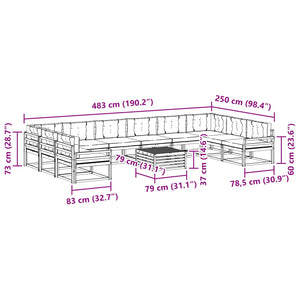 Σειρά Καναπέ Εξωτερικού με μαξιλάρι 11 pcs Φυσικό και Ανθρακί - Pakobazaar