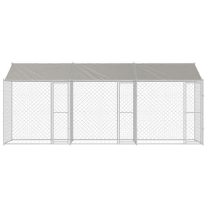 Κλουβί Σκυλιού με Στέγη Ασημί 600 x 200 x 256 εκ. - Pakobazaar