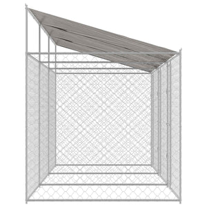 Κλουβί Σκυλιού με Στέγη Ασημί 600 x 200 x 256 εκ. - Pakobazaar