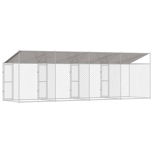 Κλουβί Σκυλιού με Στέγη Ασημί 800 x 200 x 256 εκ. - Pakobazaar